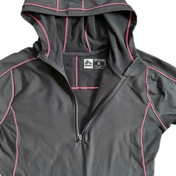 RBX Performance Gray & Pink Activewear Long Sleeve Hoodie Pullover Size Medium - Picture 5 of 12